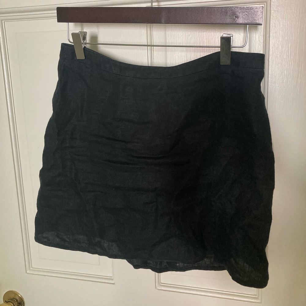 Reformation Black Baker Linen Mini Skirt
